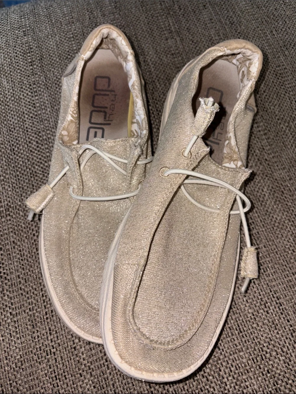 Hey dude, sparkle slip on shoes size 8